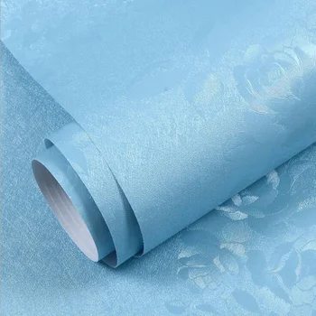 כחול מרקם בולטות פרחים טפט 3D לגלגל ניירות קיר חדר השינה חתונה בציר נייר קיר מדבקות לעיצוב הבית הסלון