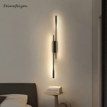 LED מודרני מנורות קיר פשוט הרבה אור אקריליק מקורה קיר תאורת חדר השינה ליד המיטה בסלון רקע קישוט מנורת קיר