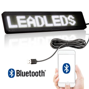 DC 5V Bluetooth המכונית LED תצוגת סימן גלילה מסאז ' על ידי החכם לתכנות עבור רכב, חלונות ראווה, עסקים (לבן)