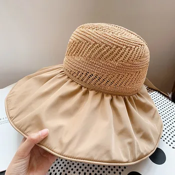 COKK כובעים לנשים השמש בקיץ כובע ריק העליון לנשימה שוליים רחבים, נשים כובעים רפוי המשקף שווי חיצוני שמשיה Sunhat החוף החדש