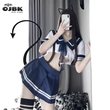 OJBK הספר ילדה יפנית בתוספת גודל תחפושות נשים סקסי Cosplay הלבשה תחתונה תלמיד עם המדים, עם חצאית מיני מעודדת את התלבושת החדשה.