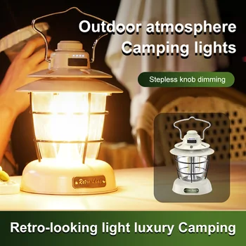 10000mAh קמפינג נייד פנס רטרו וינטג ' אוהל תאורה פנס קישוט עמיד למים חיצוני גן רחוב נתיב הדשא המנורה