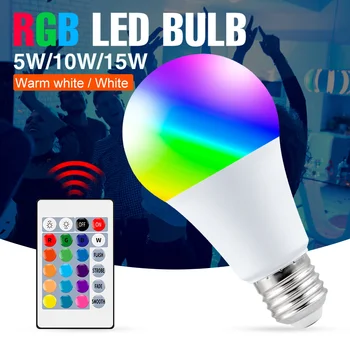 DuuToo 220V RGBW נקודת אור LED המבחנה E27 צבעוני חכם מנורת הנורה RGB Led 5W 10W 15W קסם הנורה עם שליטה מרחוק ניתן לעמעום