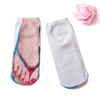 יוניסקס כותנה חתך נמוך הקרסול גרביים מצחיק 3D כפכפים נעלי חזיר הדפסה גרביים