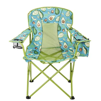 DZQ רשת מחנה הכיסא עם מקרר, אבוקדו עיצוב, ירוק עם כחול, בוגרת חוף הכיסא