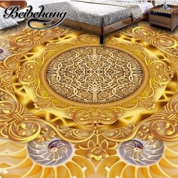 beibehang מותאם אישית יצירתית זהב אירופאי יוקרתי תלת מימדי דפוס 3D מרצפות דביק הרצפה ציור דקורטיבי