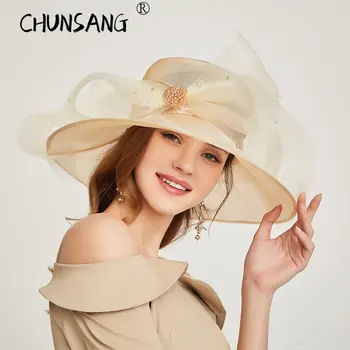 2023 אופנה וינטג ' נוצה גדולה Fascinators השמש בקיץ כובע החוף דלי סומבררו כובע כובעים עבור נשים בנות נשים כובע מסיבה