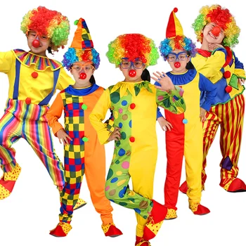 פורים ילדים ילדים ליצן קרקס צבעוני מהודר קוספליי בשביל בנים בנות המפלגה להתלבש