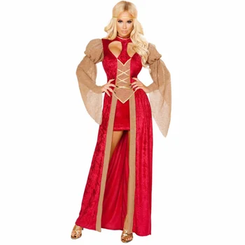 נשים סקסי אדום מימי הביניים, הרנסנס ויקטוריאני שמלות ערב נסיכה מימי הביניים Cosplay עבור ליל כל הקדושים תחפושות תחפושות