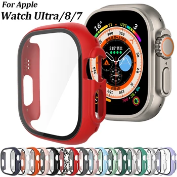 זכוכית+תיק עבור אפל שעונים סדרת 8Ultra 49mm כיסוי הגנת Smartwatch מזג מגן מסך המחשב הפגוש iwatch 8 41mm 45mm