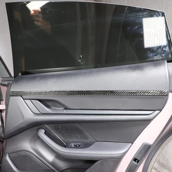 עבור פורשה Taycan 2019 2020 2021 2022 רך סיבי פחמן המכונית דלת פנימית צלחת לקצץ רצועה מדבקה אביזרי רכב