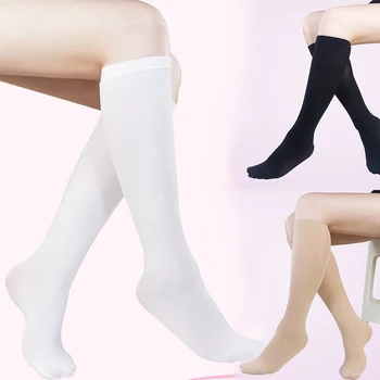 גבוה גרביים שחור לבן מעל הברך, גרביים סטודנט בבית הספר בנות מוצק צבע יפני דק הגרביים אופנה