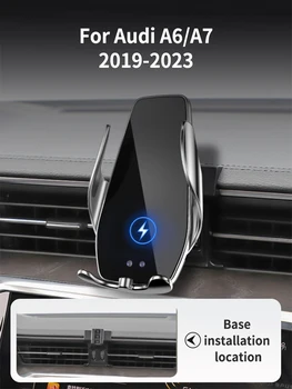 טלפון הרכב מחזיק עבור אאודי A6/A7 2019-2023 בלוק סוג בסיס אלחוטיות חושף מתלה אביזרים