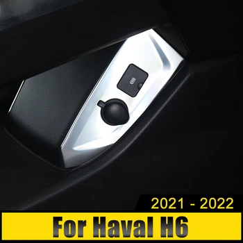 פלדת אל המכונית העיקרי טייס נמל הטעינה פאייטים USB למצת לוח מדבקת כיסוי עבור Haval H6 3th 2021 2022 2023