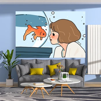 XxDeco Kawaii קריקטורה שטיח קטן טרי ציור מודפס תלייה על קיר, שטיחים בחדר השינה או בבית לקישוט
