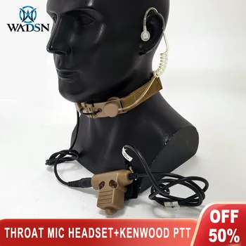 Wadsn טקטי הגרון מיקרופון שפופרת דיבורית בצוואר בגרון מיקרופון אוזניות עם U94 דיבור / שידור עבור קנווד BaoFeng UV-5R UV-82 רדיו