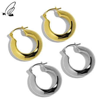 S'STEEL כסף סטרלינג 925 עיצוב גיאומטרי מעגל חישוקים גדולים חישוק עגילים מתנה עבור נשים Accessoires מינימליסטי תכשיטים