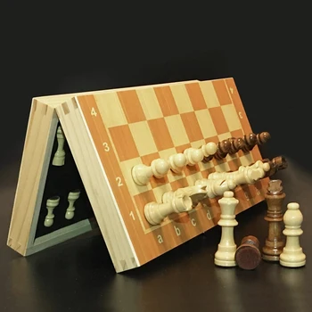 יוקרה 4 מלכות משחק שחמט מעץ שחמט בינלאומיים משחק שחמט עץ כלי שחמט מתקפל מעץ שחמט מתנה