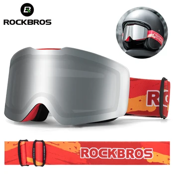 ROCKBROS משקפי סקי Windproof UV400 אנטי ערפל סקי כוסות כפול שכבות סקי סנובורד משקפי המסכה מוטו משקפי שמש רכיבה על אופניים