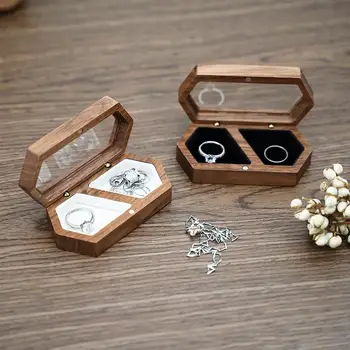 קופסת תכשיטים מעץ DIY טבעות עגילים שרשראות ארגונית טבעת קופסא תכשיטי מתנה אחסון תצוגה עגיל תיבת החבילה