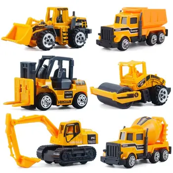 הניפו לילדים הכביש רולר החופר בולדוזר כלי רכב הבנייה צעצועים הנסיגה דגמי רכב הנדסה משאית