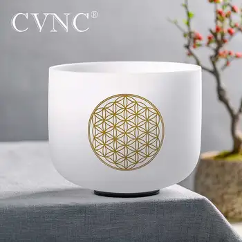 CVNC 12 אינץ קריסטל שירה קערה הערה פרח החיים עיצוב צ ' אקרת מכשיר על קול ריפוי מדיטציה הרפיה עמוקה