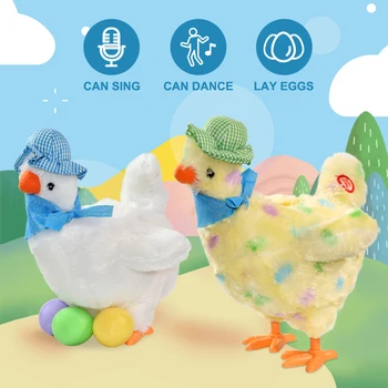 חדש הנחת ביצה תרנגולת עוף אלקטרוני צעצוע קטיפה ריקוד לשיר 