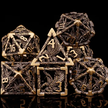 DND מתכת חלול Polyhedral D&D קוביות משחק תפקידים משחקים הצינוק הדרקון Pathfinder משחק לוח נשר תבנית קוביות D20 להגדיר