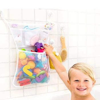 מקלחת בייבי צעצועי אמבטיה לבנה לתינוק ילדים צעצוע אחסון רשת חזק עם כוסות יניקה צעצוע שקית רשת שירותים ארגונית