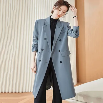 איכות גבוהה שחור נשים מעיל ז ' קט סתיו חורף כפול עם חזה ארוך קוריאנית סגנון אופי המסעות, מסעות קניות