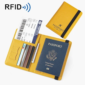 RFID מותג האופנה נסיעות דרכון בעל נשים עור PU עסקים דרכון לכסות זהות בעל כרטיס האשראי במקרה דרכון נשים