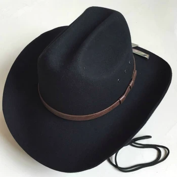 כובעי בוקרים גברים מדינה מערבית המערב הפרוע 100% צמר אוסטרלי סומבררו גבר Cappello Uomo עבור נשים כובע בוקרים