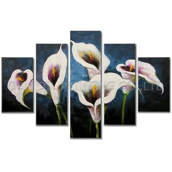 מיומנות גבוהה אמן בעבודת יד באיכות גבוהה מופשט פרח שושן ציור שמן על בד מודרני הקבוצה בד ציור שמן פרחים