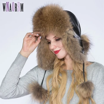 WNAORBM אמיתי דביבון כובעי פרווה לנשים להתחמם כובע עור מול עיצוב אופנה להגן על האוזניים צעירה חורף כובע