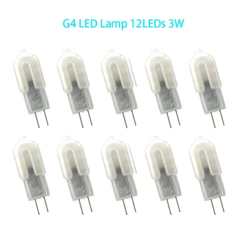 10Pcs G4 נורת LED 3W 12LEDs מיני מנורת LED AC220V AC12V 2835 SMD חם/לבן קר נברשת 360 קרן זווית להחליף אור הלוגן
