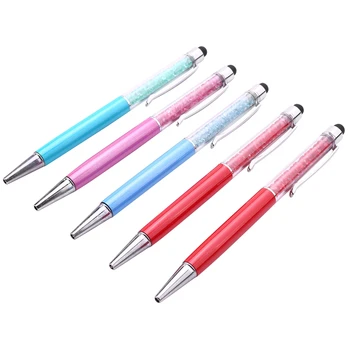 5PCS אקראי צבעוני קריסטל עט יהלום עטים כדוריים אופנה Creative Stylus עט מגע חידוש מתנה חומר סו 