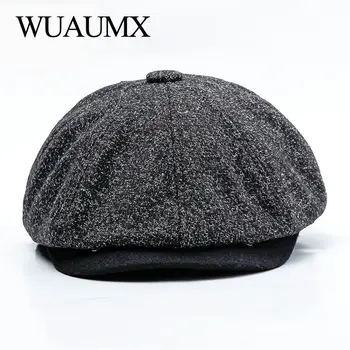 Wuaumx יוניסקס סתיו חורף רטרו כתב כובעי נשים גברים חמים מתומן את הכובע הגברי בלש כובעים צייר כובעי הקסדות הכובע