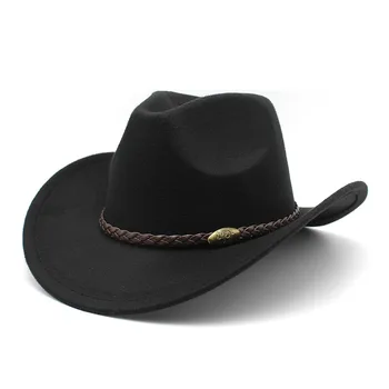 גברים מערביים כובע בוקרים נשים פנמה בוקרת ג ' אז כובעים חיצונית רוכב שוליים רחבים, הרגשתי פדורה כובעי סומבררו דה Vaquero