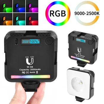W-S6 RGB צילום תאורה מיני Led מצלמה אור עבור מצלמות נייד מלא אור המנורה לצילום וידיאו 2500-9000K