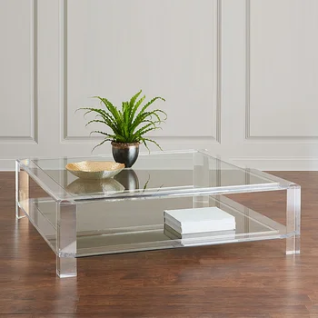 נורדי דירה קטנה אקריליק שקוף קפה שולחן מינימליסטי תוספות הרוח כפול בסלון שולחן קפה מזכוכית שולחן העבודה