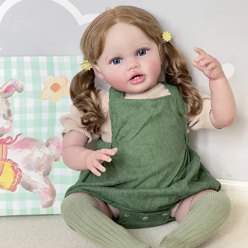 24Inch מחדש התינוק תינוק בן יומו לוטי בובה נסיכה ילדה מציאותי מגע רך 3D עור אמנות הבובה עם היד שורש השיער.