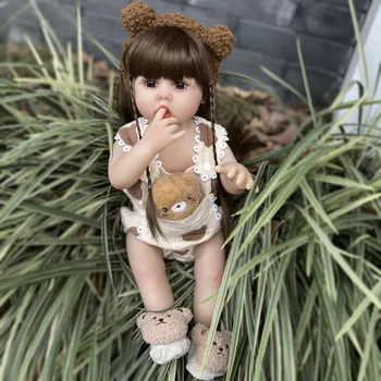 גוף מלא ויניל נעים ביבי מחדש בחורה 55cm מציאותי בובות ונולד מחדש עם פאת שיער עבור ילדים מתנה Bonecas Infantil מנינאס