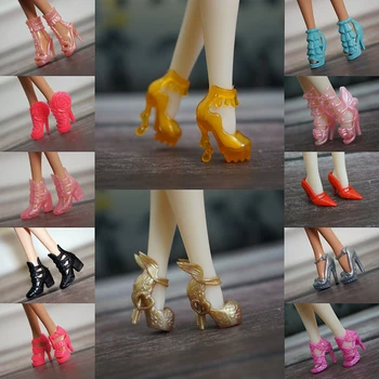 1 זוגות של אופנה נעליים עקב גבוהות נעלי צעצוע בובה נעלי סנדלים שטוחים נעלי סוגים רבים עבור ברבי הבובה אביזרים צעצוע לנערות