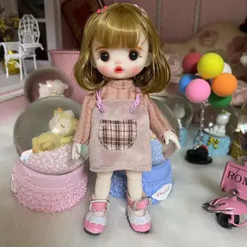 16cm האופנה מיני הפאה BJD בובה מטלטלין משותפת ילדה בובות 3D עיניים גדולות יפה חמוד DIY צעצוע בובה עם בגדים להתלבש בובה