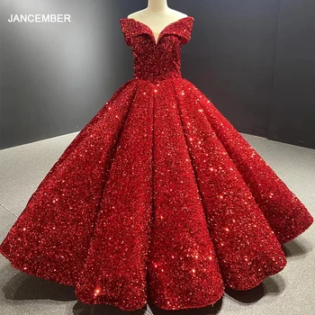 RSM66536 חריץ שמלות ערב אורך רצפת רשמית שמלה נשים שמלת ערב אלגנטית אדום נצנצים, שמלות צד suknie wieczorowe