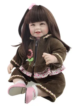 2016 עיצוב חדש חם מכירה מציאותי מחדש todder בובת ילדה ארוך הפאה סיטונאית תינוק בובות אופנה בובת מתנת חג המולד