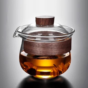 משביע רצון זכוכית Gaiwan יחיד תה קערה גדולה קונג פו ערכת תה זכוכית עמידה בחום תה Tureen עבור ילד תה מעובה זכוכית