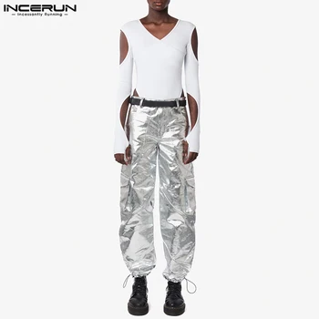 אופנתי Homewear חדש לגברים בגד INCERUN זכר קטן V-צוואר חלול מוצק כל-התאמה פשוטה ארוך שרוול סרבל S-5XL 2023