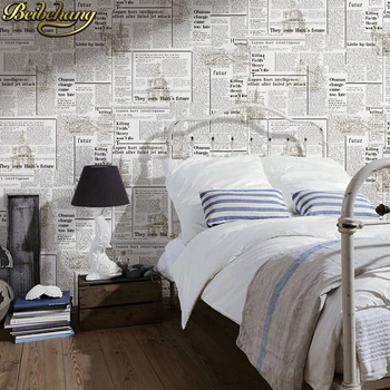 beibehang אנגלית אמריקאית עיתון רטרו, נוסטלגיה טפט הנייר דה parede 3D טפט חדר שינה סלון נייר ציור הקיר