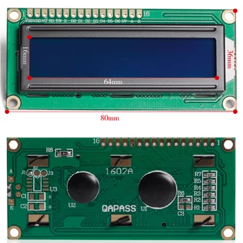 תצוגת LCD 1602 מודול מסך כחול 5V עבור Arduino אופטו מציג עם תאורה אחורית